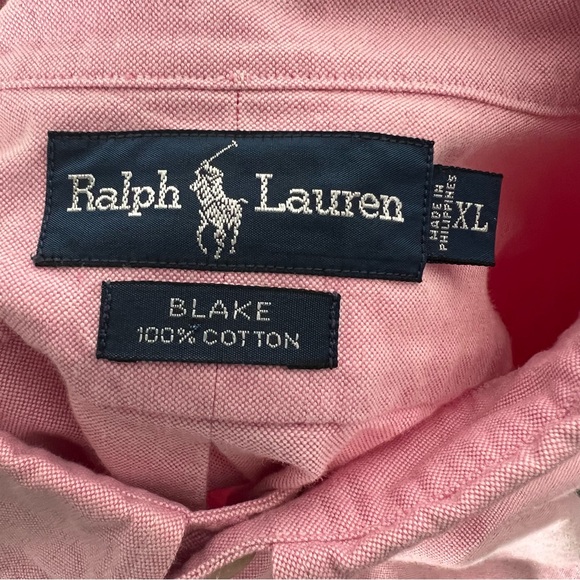 Ralph Lauren Blake Pink Long Sleeve Button Down Pony Shirt Men's XL 100% Cotton - Picture 6 of 8